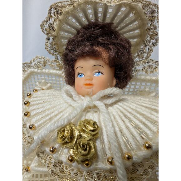 Vintage Handmade Plastic Canvas Angel Christmas Decor 1960's - Picture 5 of 5